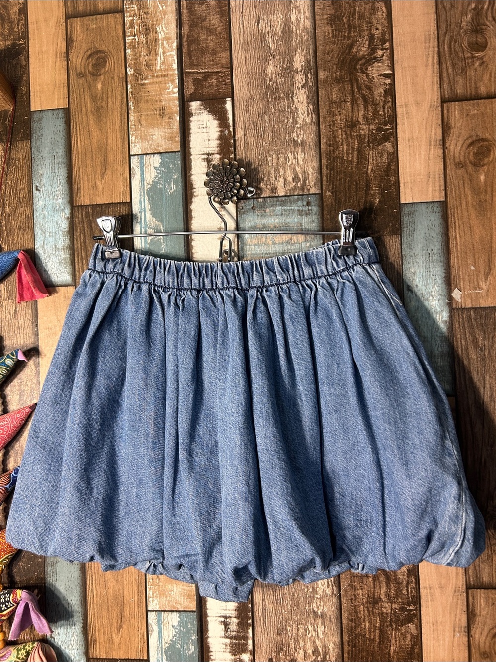 Madden girl Blue Denim Bubble Skirt - Women's Elastic Waist